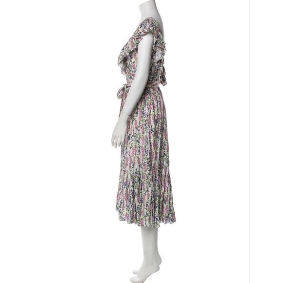 BYTIMO (Norway) Floral V-Neck Wrap Midi Dress Sz L - Picture 3 of 13